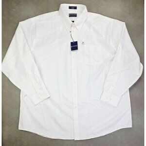 Stafford Essentials Size 19 36-37 Big Men White The Oxford Shirt Button Down NWT